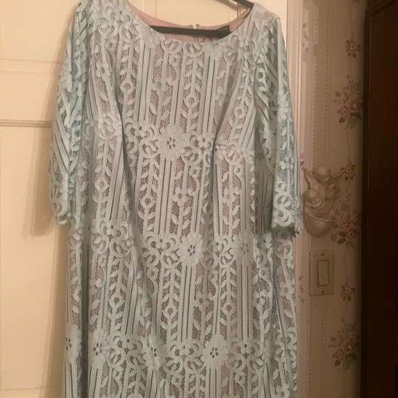 Jessica Howard Light Blue Lace Long Sleeve Dress - Picture 1 of 4